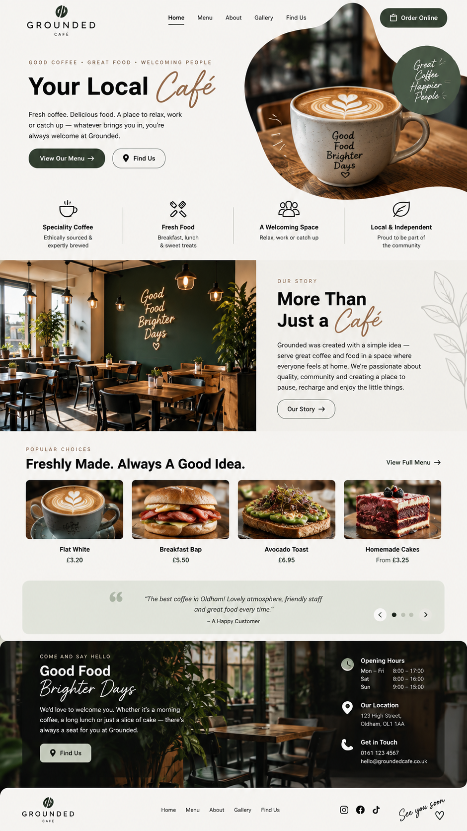 Cafe website concept