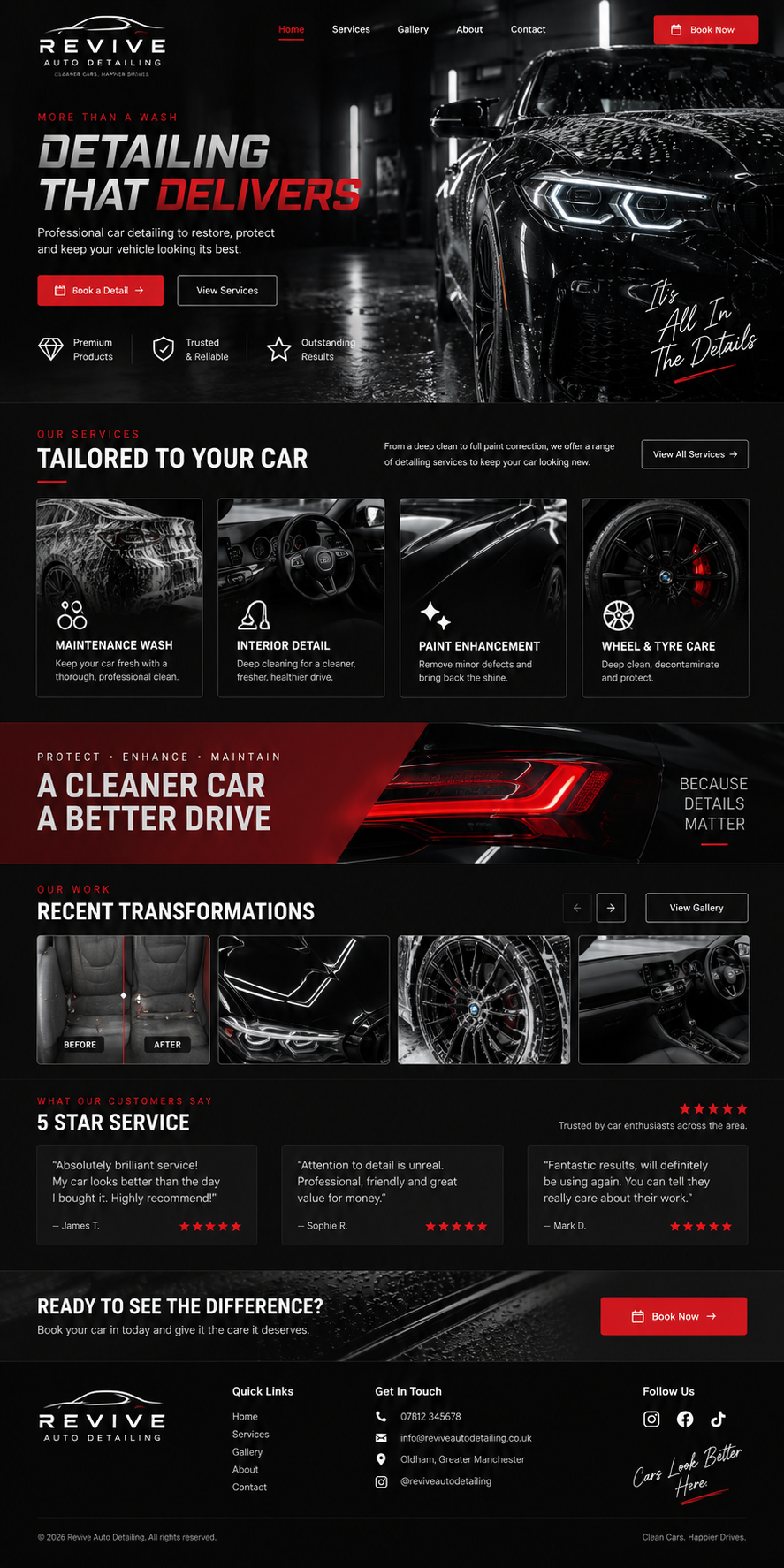 Car detailing website concept
